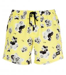 Karl Lagerfeld Yellow All Over Flower Print Swim Shorts