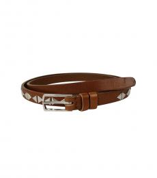 Brown Studded Thin Belt