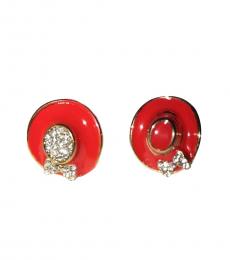 Betsey Johnson Red Hat Club Bow Earrings