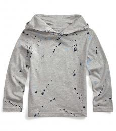 Ralph Lauren Little Boys Grey Paint-Splatter Hooded T-Shirt
