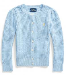 Ralph Lauren Little Girls Light Blue Heather Cardigan