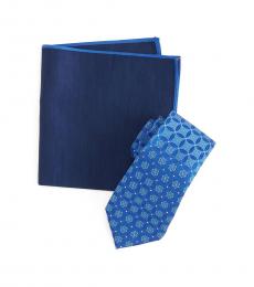 Ted Baker Blue Lattice Floral Tie & Pocket Square Set