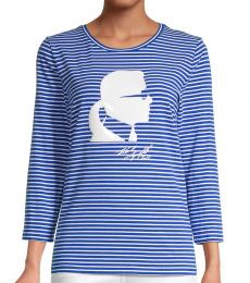 Karl Lagerfeld Blue Silhouette Stripe Long-Sleeve T-Shirt