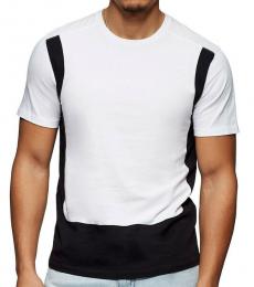 White Color Block Tailored T-Shirt