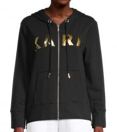 Karl Lagerfeld Black Metallic Lettered Hoodie