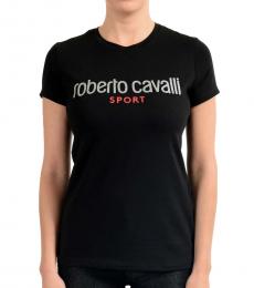 Roberto Cavalli Black Crew Neck Logo Tee
