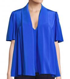 Diane Von Furstenberg Royal Blue Tie-Neck Silk Blouse