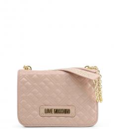 Love Moschino Light Pink Logo Strap Medium Shoulder Bag