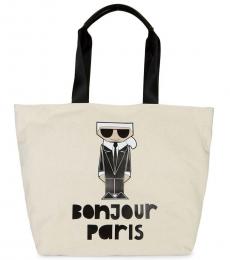Karl Lagerfeld White Kristen Graphic Large Tote