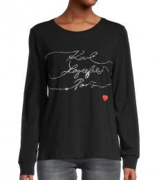 Karl Lagerfeld Black Silver Silhouette Stripe Long-Sleeve T-Shirt