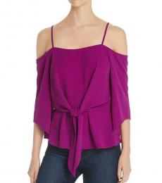 Rich Magenta Front- Knot Textured Top
