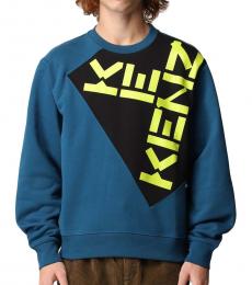 Kenzo Teal Diagonal Logo Sweatshirt
