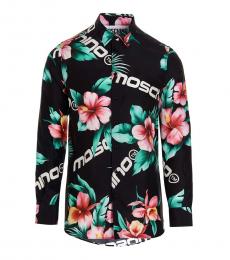 Moschino Black Hibiscus Print Shirt