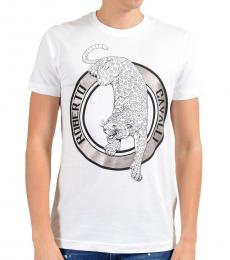 Roberto Cavalli White Tiger Logo T-Shirt