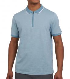 DKNY Light Blue Spread Collar Tipped Polo