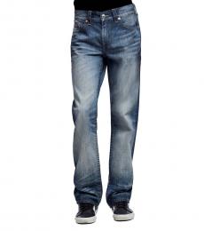 True Religion Blue Ricky No-Flap Straight Leg Jeans