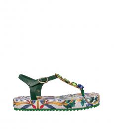 Dolce & Gabbana Green Jeweled Majolica Sandals
