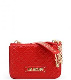 Love Moschino Red Logo Strap Medium Shoulder Bag