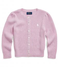 Ralph Lauren Little Girls Carmel Pink Heather Cardigan