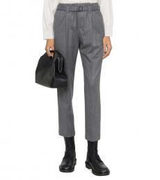Brunello Cucinelli Light Grey Belted-Waist Tailored Trousers