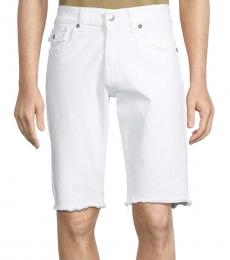 True Religion White Ricky Flap Straight Distressed Shorts