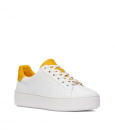 Michael Kors White Yellow Logo Trim Sneakers