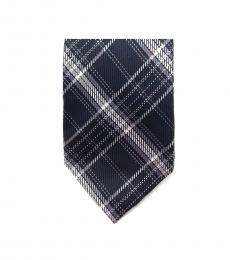 Michael Kors Black Streamline Plaid Slim Silk Tie
