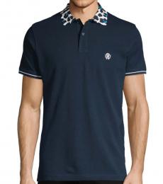 Roberto Cavalli Blue Short-Sleeve Cotton Polo