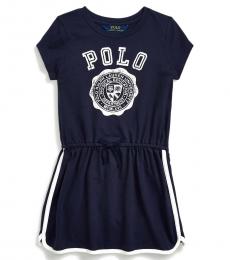 Ralph Lauren Little Girls French Navy Graphic Tee Dress