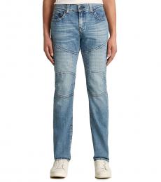 True Religion Light Blue Rocco Moto No Flap Skinny Jeans