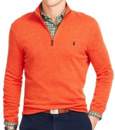 Ralph Lauren Orange Quarter Zip Mock Sweater