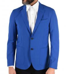 Royal Blue Cc Collection Virgin Wool Sportswear No Vent 2-Button Blazer Drop 8R
