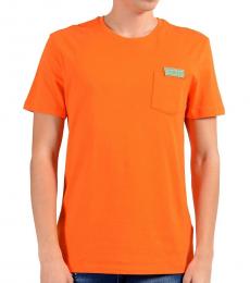 Versace Collection Orange Pocket Crewneck T-Shirt