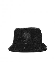 Palm Angels Black Shimmer Logo Bucket Hat