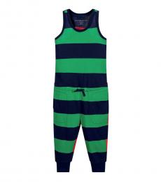 Stella McCartney Little Girls Green Striped Jumpsuit