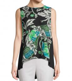 Diane Von Furstenberg Black Silvie Floral Sleeveless Top