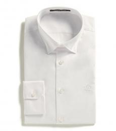 Roberto Cavalli White Slim Fit Solid Dress Shirt