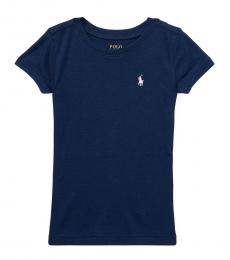 Ralph Lauren Little Girls French Navy Crewneck T-Shirt