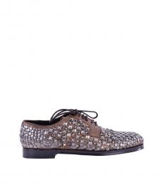 Dolce & Gabbana Bronze Studded Strass Lace Ups