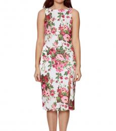 Betsey Johnson White Boatneck Floral Print Dress