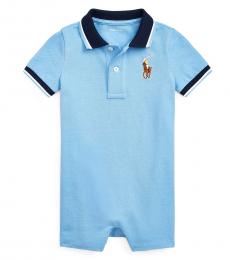 Ralph Lauren Baby Boys Blue Lagoon Mesh Polo Shortall