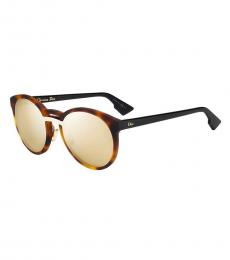 Christian Dior Matte Havana Mirror Round Sunglasses
