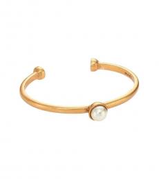 Gold Pearl-Crystal Cuff Bracelet
