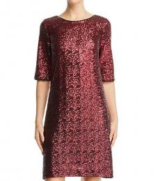Betsey Johnson Maroon Sequined Mini Party Shift Dress
