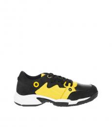 Black Yellow Leather Sneakers