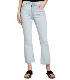 7 For All Mankind Blue High-Waist Slim Kick Cutoff Jeans