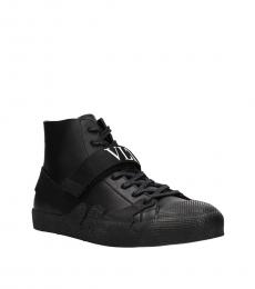 Valentino Garavani Black Front Logo High Sneakers