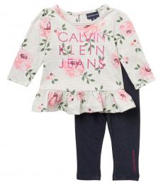 Calvin Klein 2 Piece Top/Leggings Set (Baby Girls)