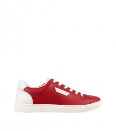 Red White Leather Logo Sneakers