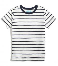 Little Boys Ivory Navy Classic Stripe T-Shirt
